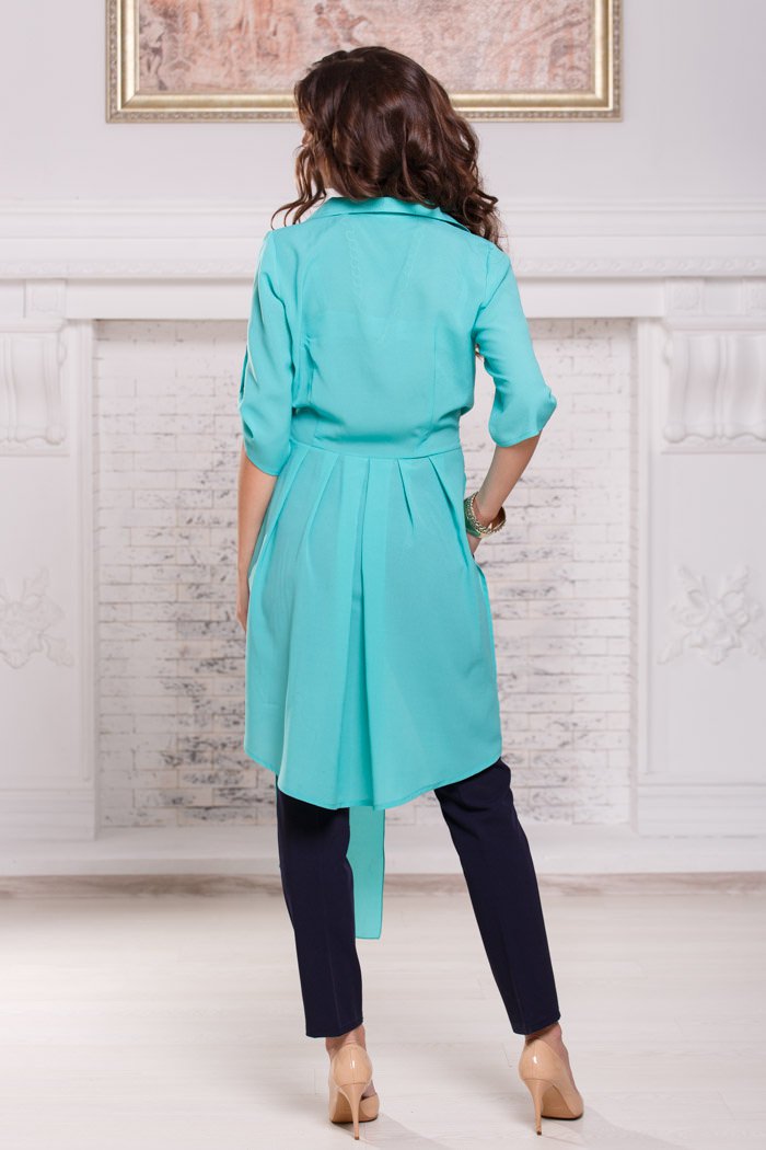 Фото товара 3073, блузка со шлейфом и короткими рукавами и поясом